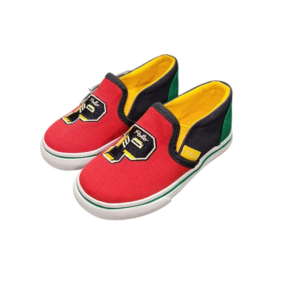 Polo Ralph Lauren Kids’‎ Landyn P-Wing Logo Patch Canvas Slip On Athletic Shoes
